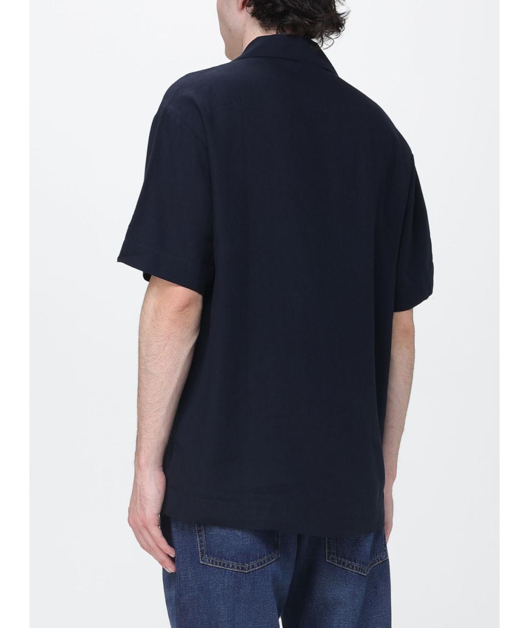 EMPORIO ARMANI Синяя льняная кэжуал рубашка, фото 2