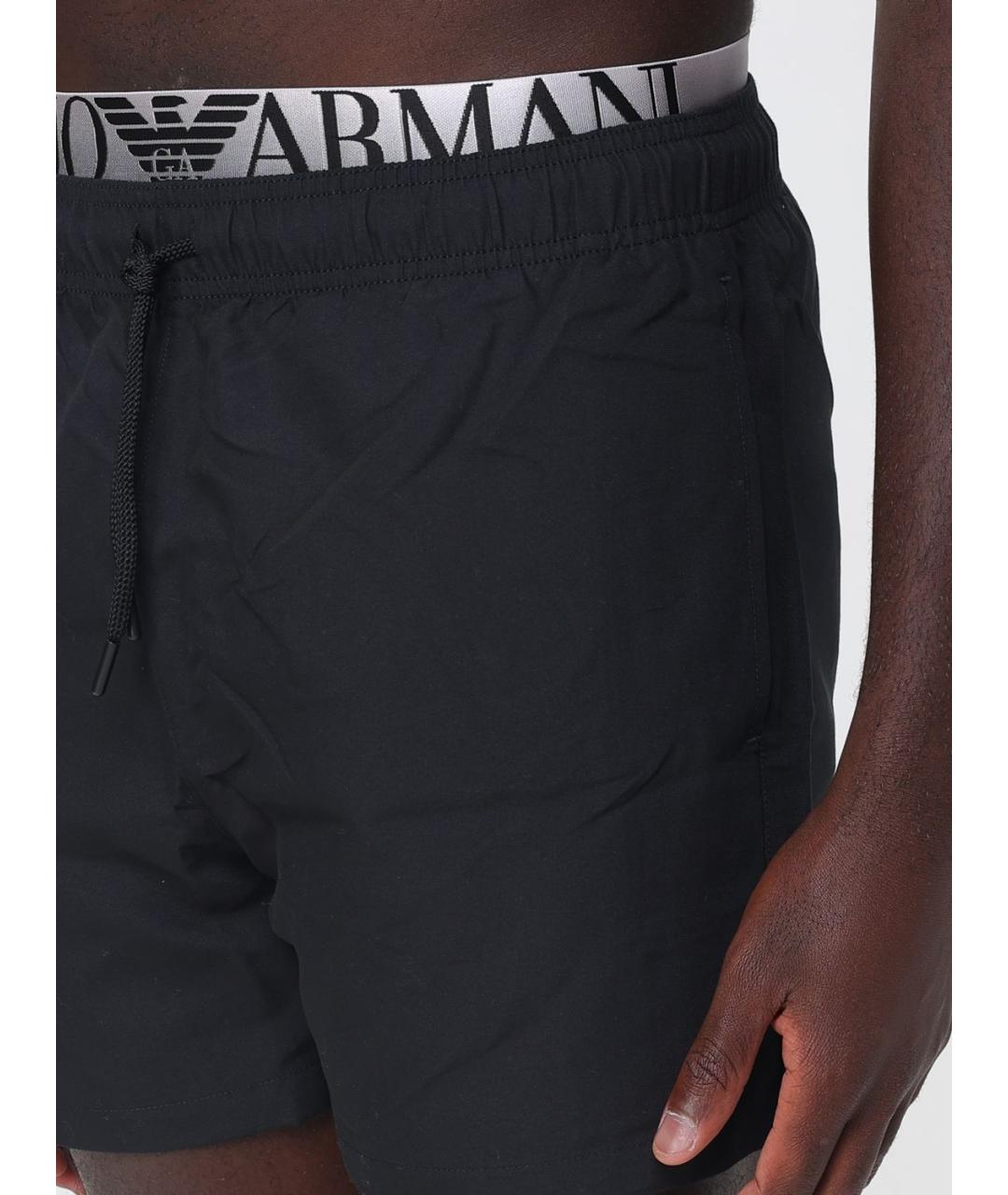 EMPORIO ARMANI Черные полиэстеровые плавки, фото 3