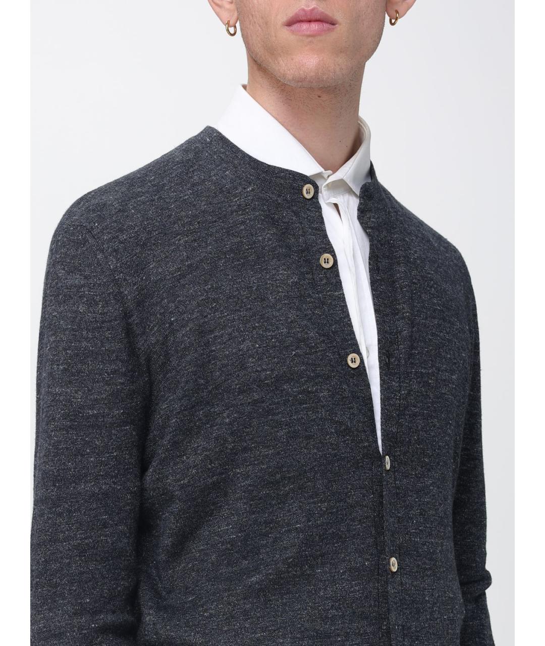 BRUNELLO CUCINELLI Антрацитовый хлопковый кардиган, фото 5