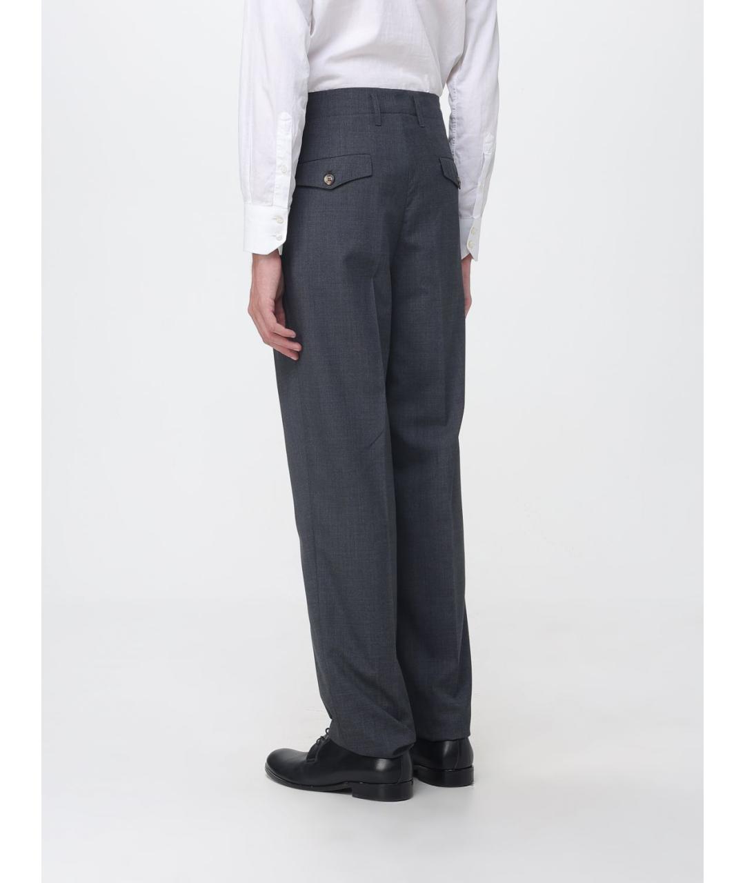 BRUNELLO CUCINELLI Антрацитовые шерстяные повседневные брюки, фото 2