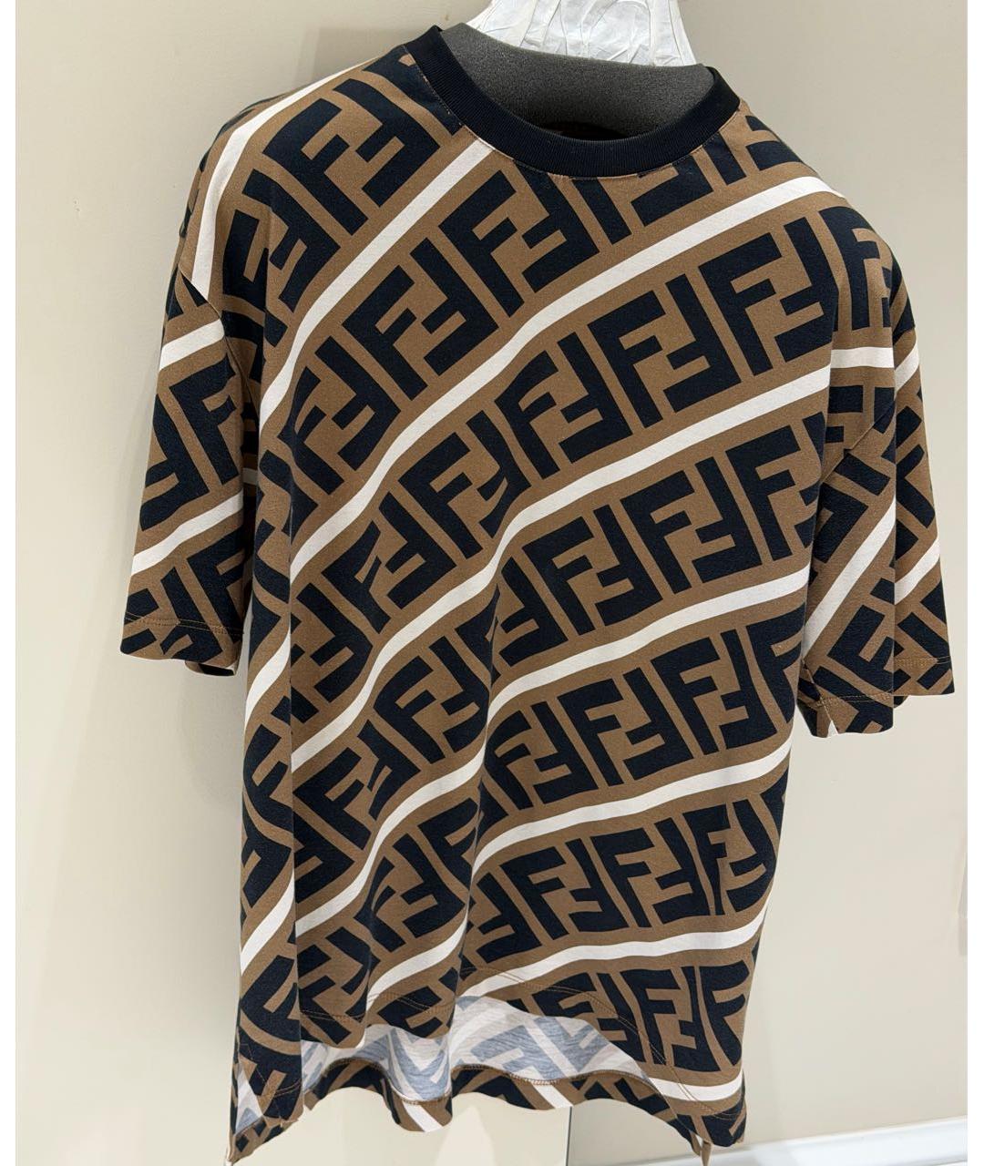 FENDI Коричневая хлопковая футболка, фото 5