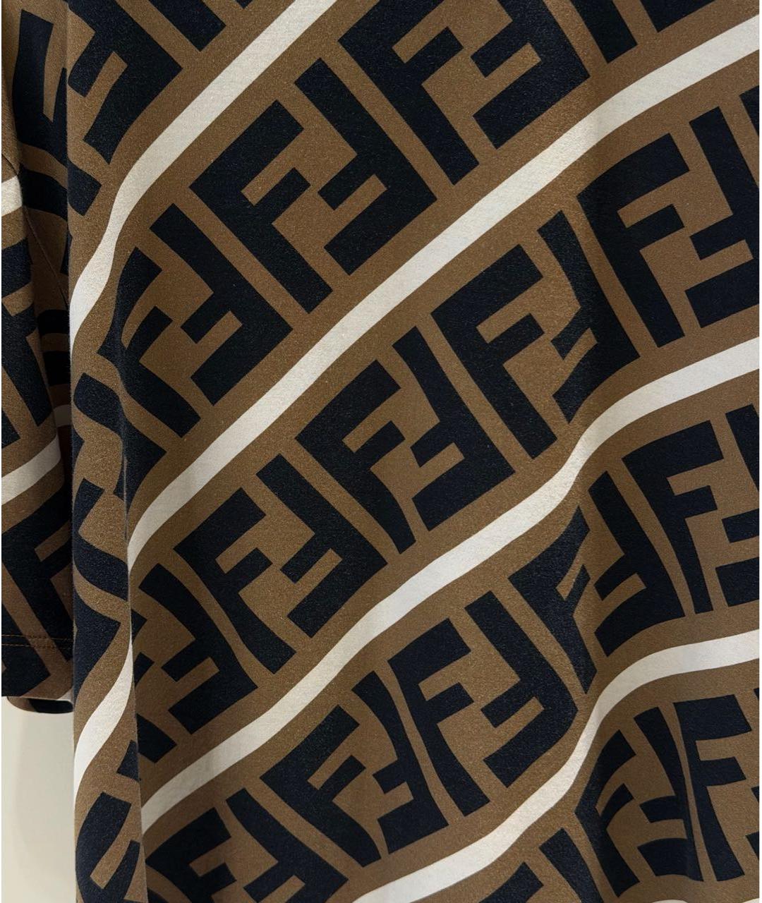 FENDI Коричневая хлопковая футболка, фото 4