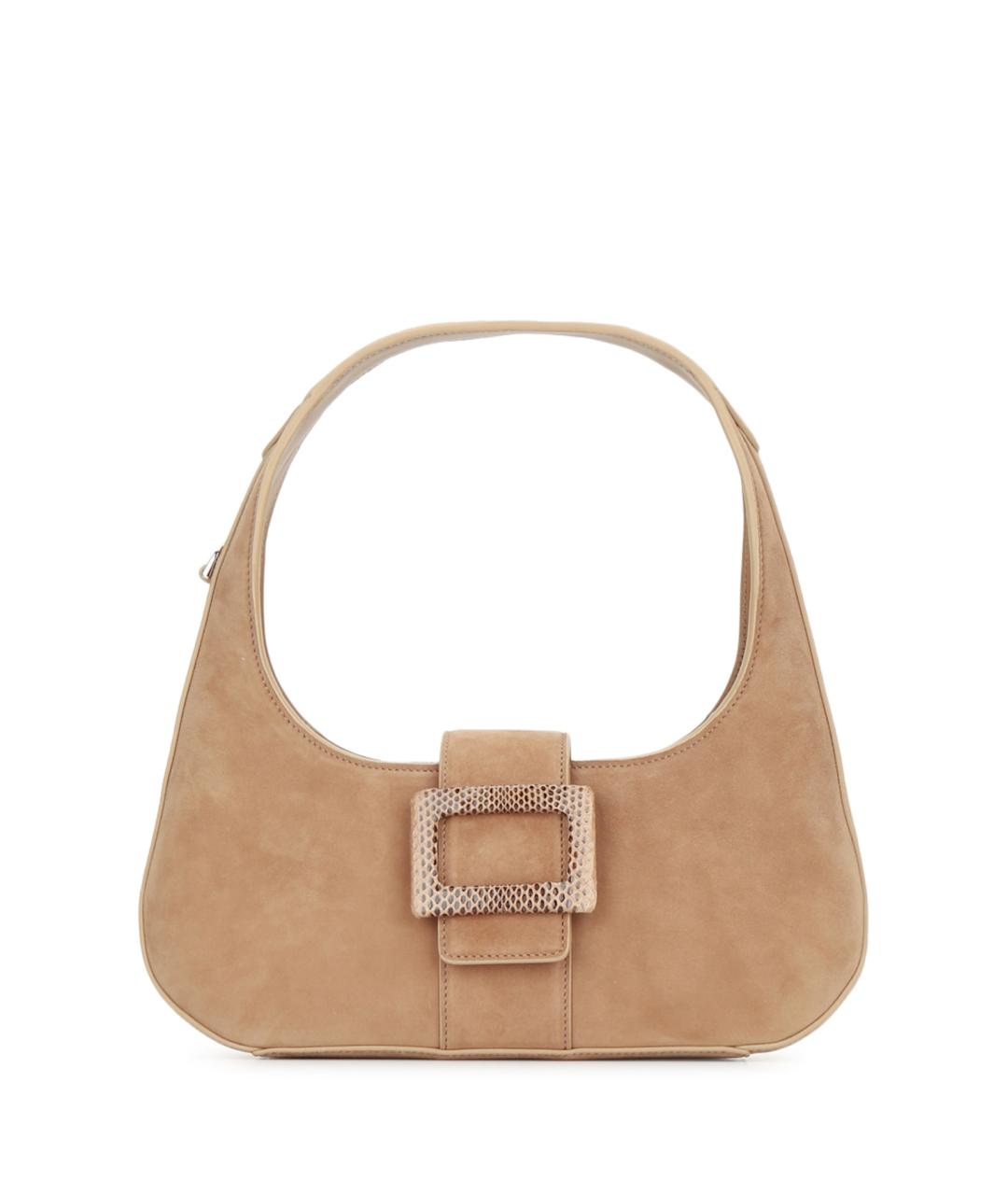ROGER VIVIER Бежевая замшевая сумка с короткими ручками, фото 1