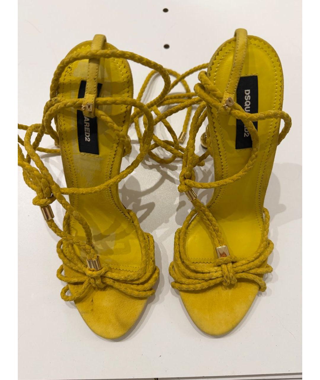 DSQUARED2 Желтые кожаные босоножки, фото 5