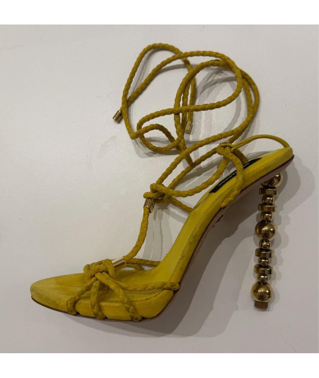 DSQUARED2 Желтые кожаные босоножки, фото 7