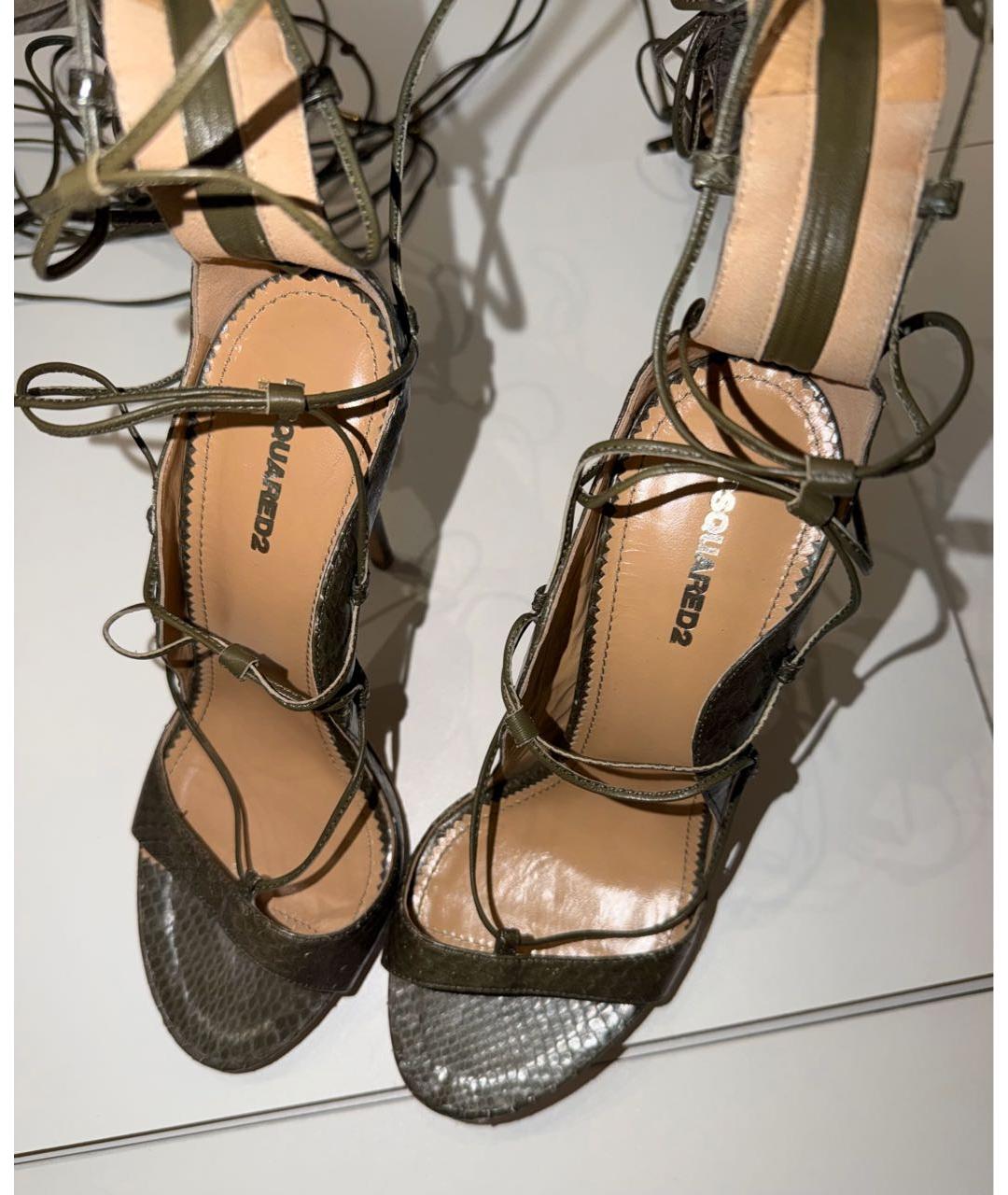 DSQUARED2 Зеленые кожаные босоножки, фото 4