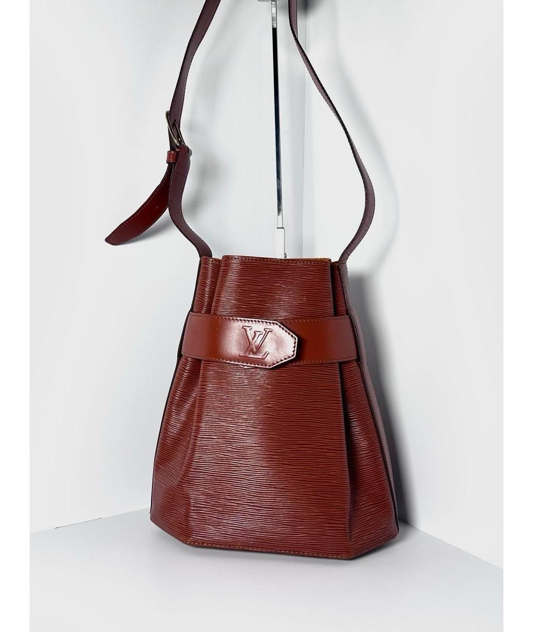 LOUIS VUITTON Коричневая кожаная сумка через плечо, фото 9