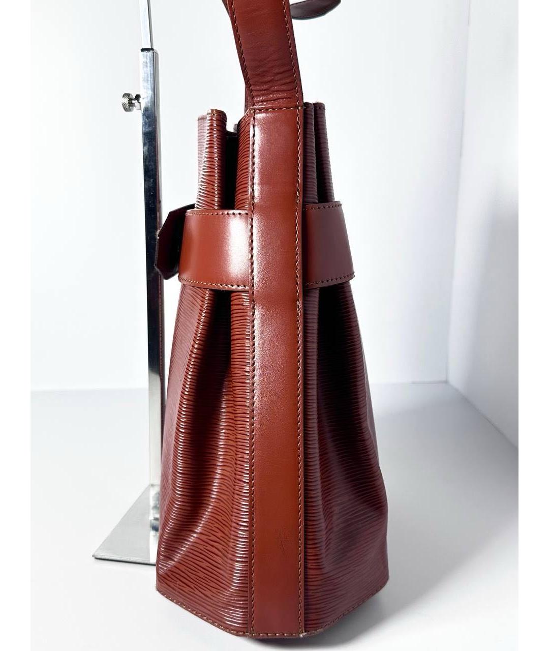 LOUIS VUITTON Коричневая кожаная сумка через плечо, фото 4