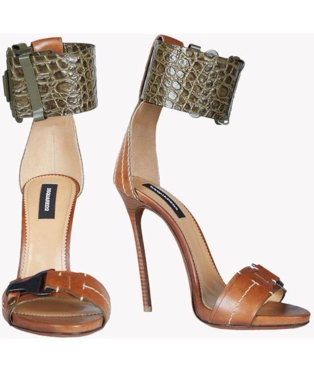 DSQUARED2 Коричневые кожаные босоножки, фото 2
