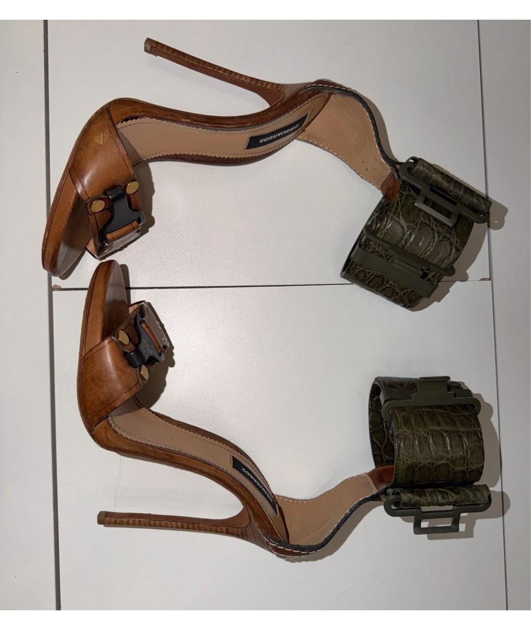 DSQUARED2 Коричневые кожаные босоножки, фото 3