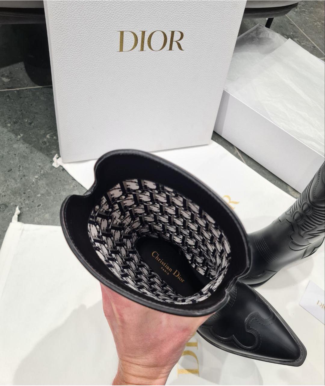CHRISTIAN DIOR Черные кожаные сапоги, фото 8