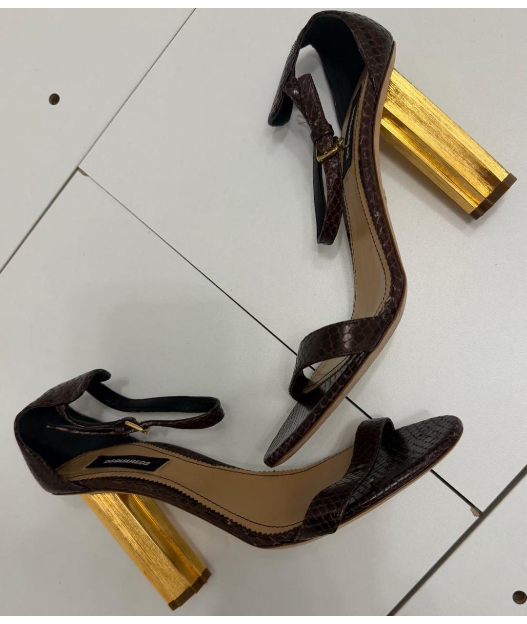DSQUARED2 Коричневые кожаные босоножки, фото 4