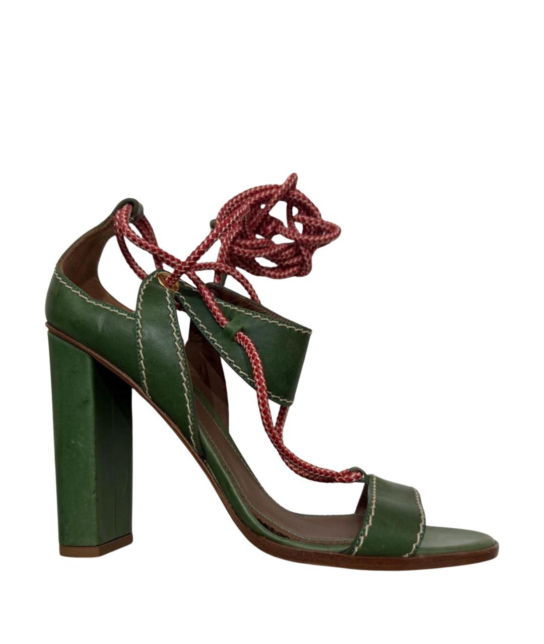 DSQUARED2 Зеленые кожаные босоножки, фото 1