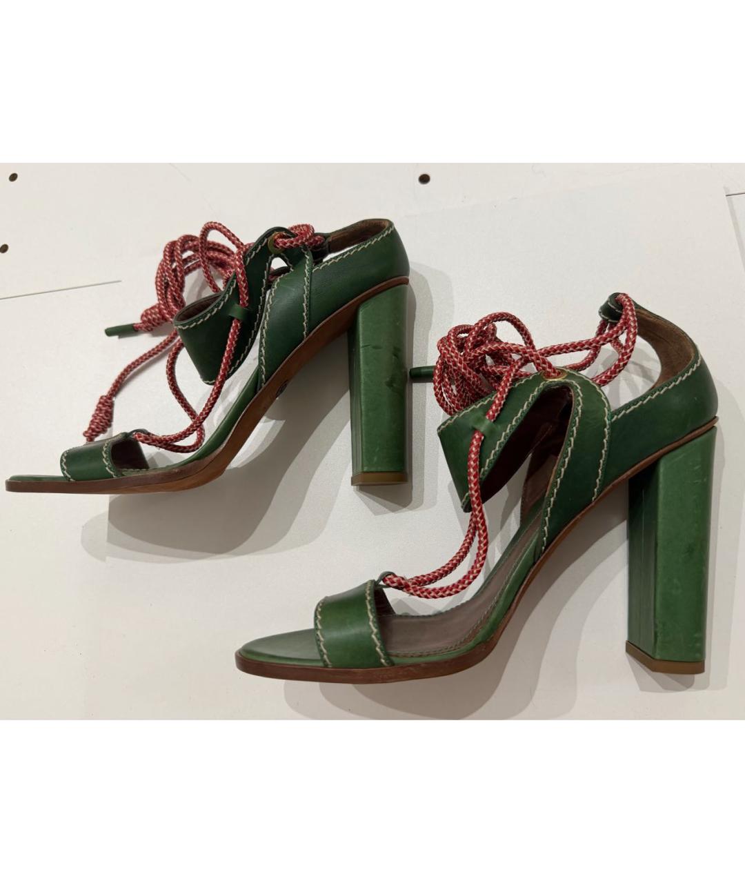 DSQUARED2 Зеленые кожаные босоножки, фото 4