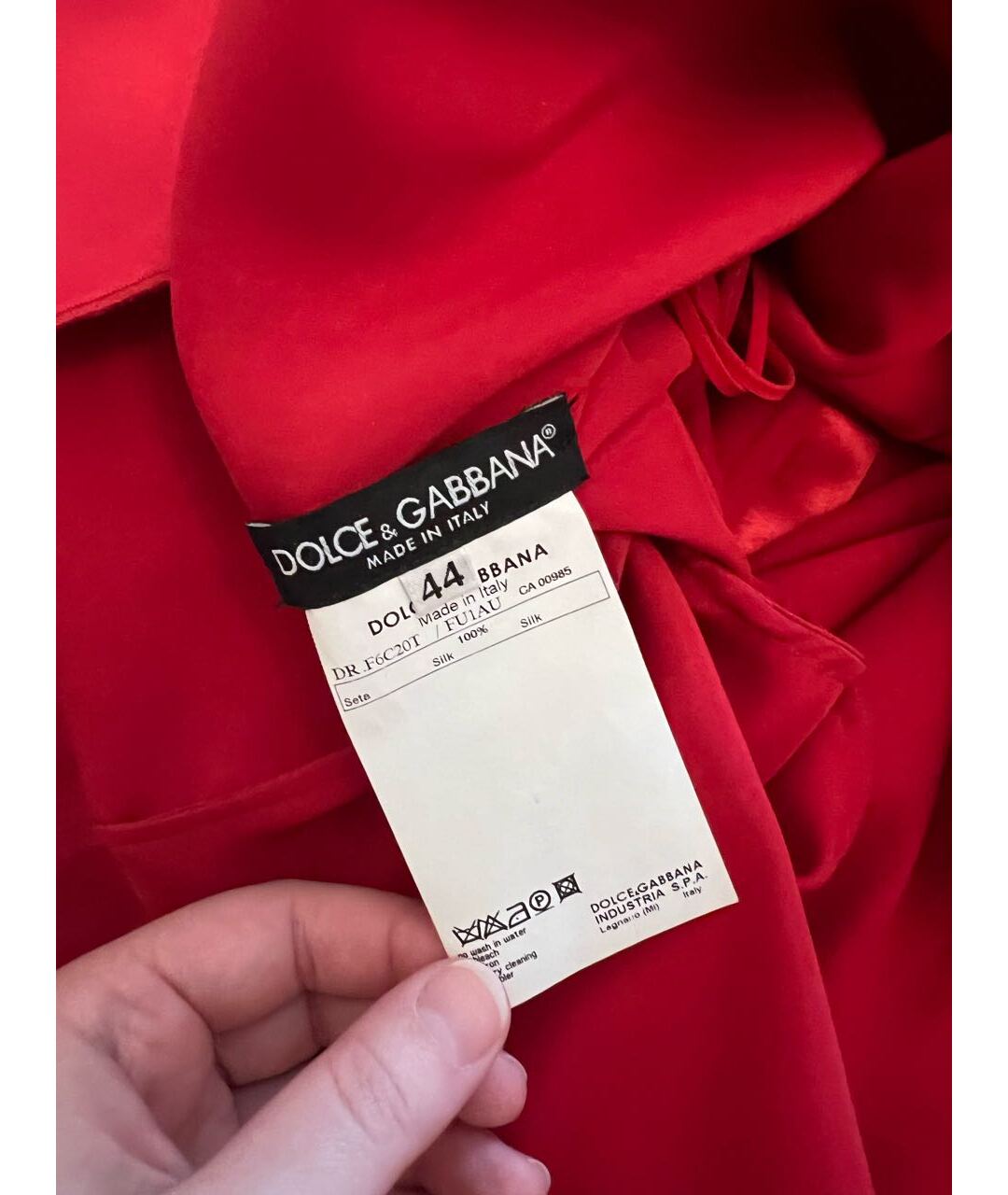 DOLCE & GABBANA VINTAGE Красное шелковое коктейльное платье, фото 3
