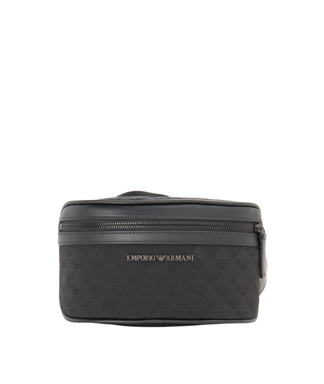 EMPORIO ARMANI Черная тканевая поясная сумка, фото 1