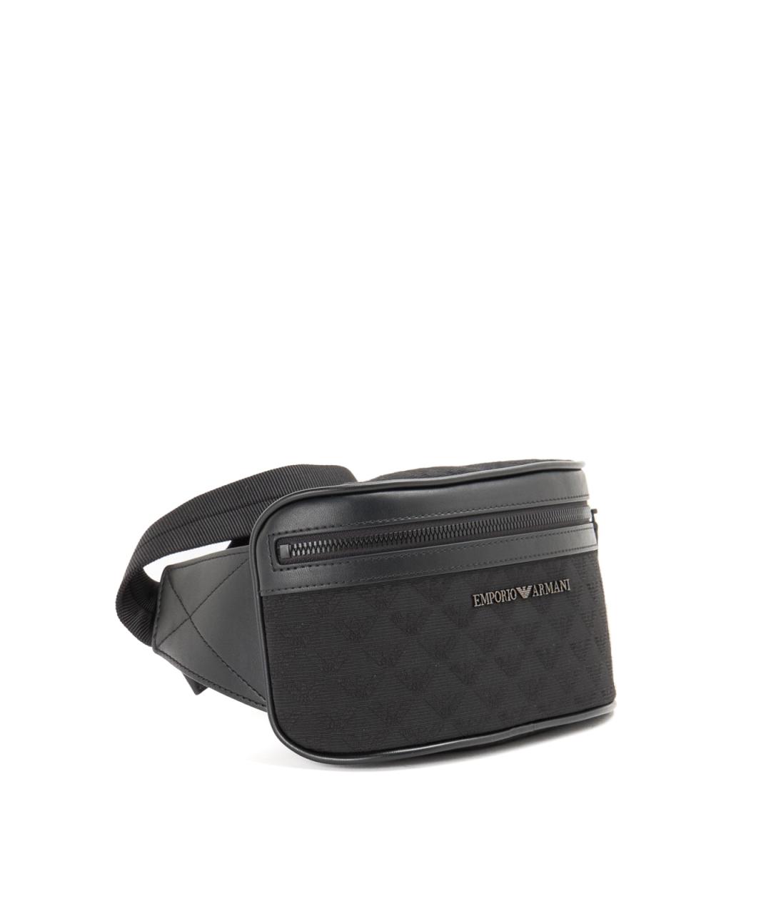 EMPORIO ARMANI Черная тканевая поясная сумка, фото 2