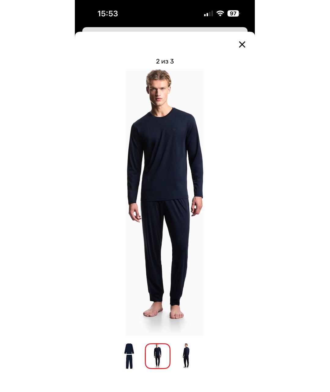 EMPORIO ARMANI Темно-синяя пижама, фото 3