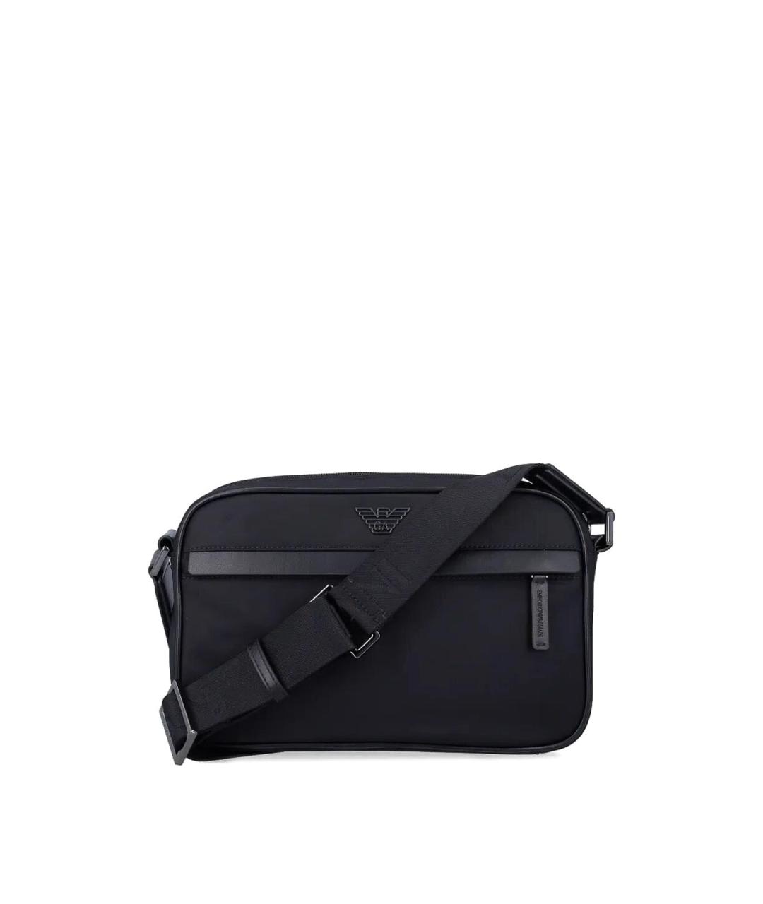 EMPORIO ARMANI Черная тканевая сумка на плечо, фото 1