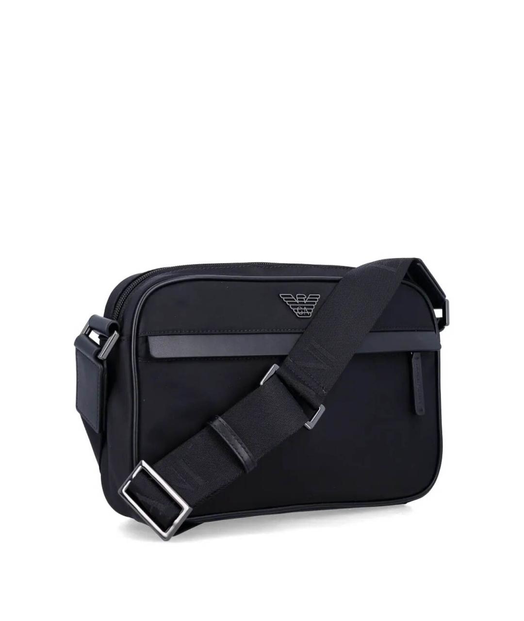 EMPORIO ARMANI Черная тканевая сумка на плечо, фото 2