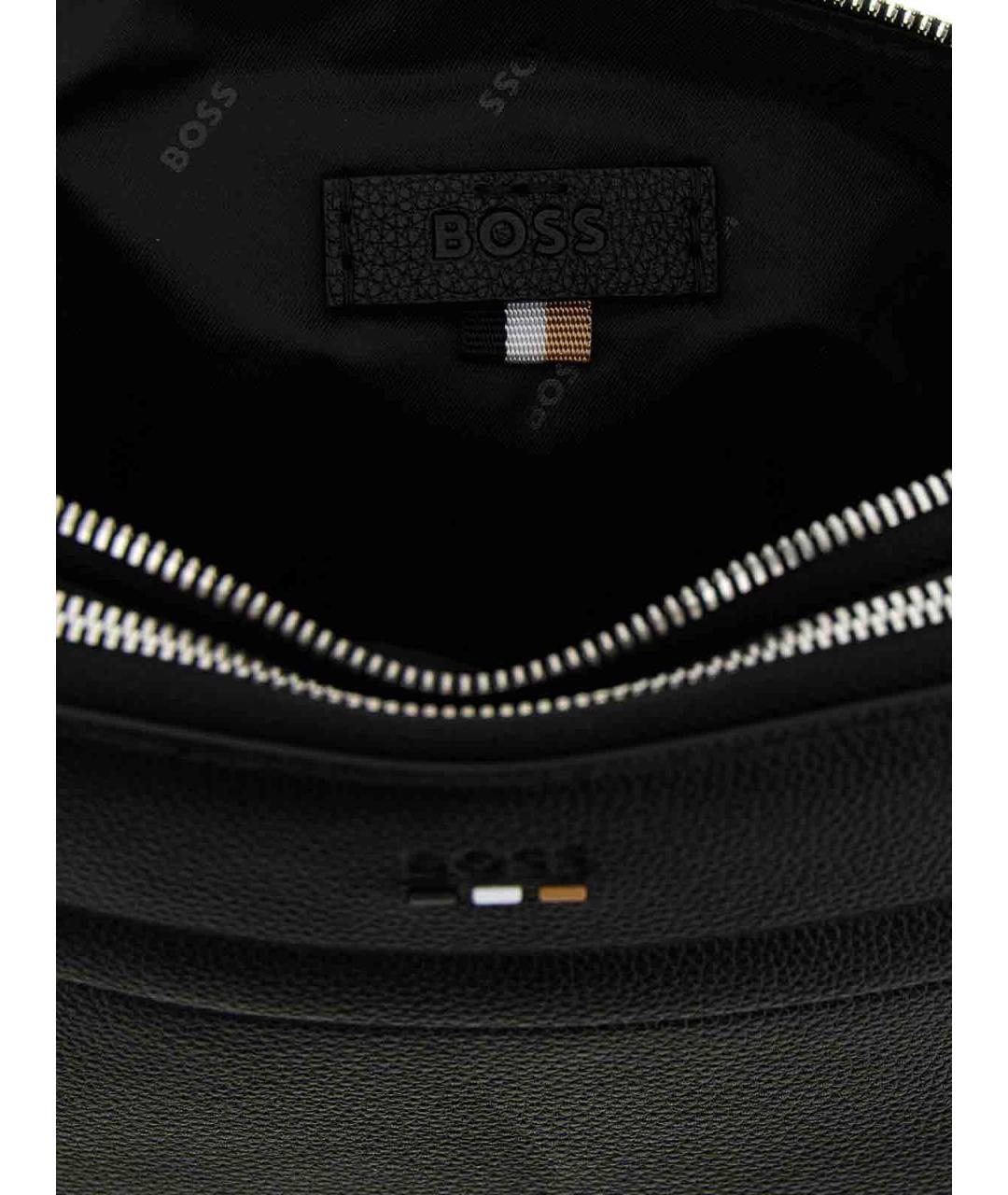 HUGO BOSS Черная кожаная сумка на плечо, фото 4