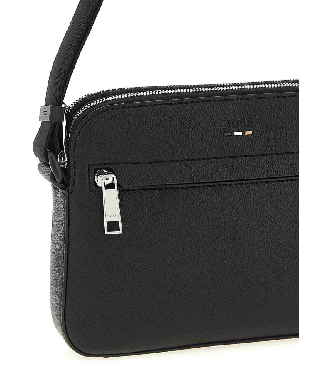 HUGO BOSS Черная кожаная сумка на плечо, фото 3