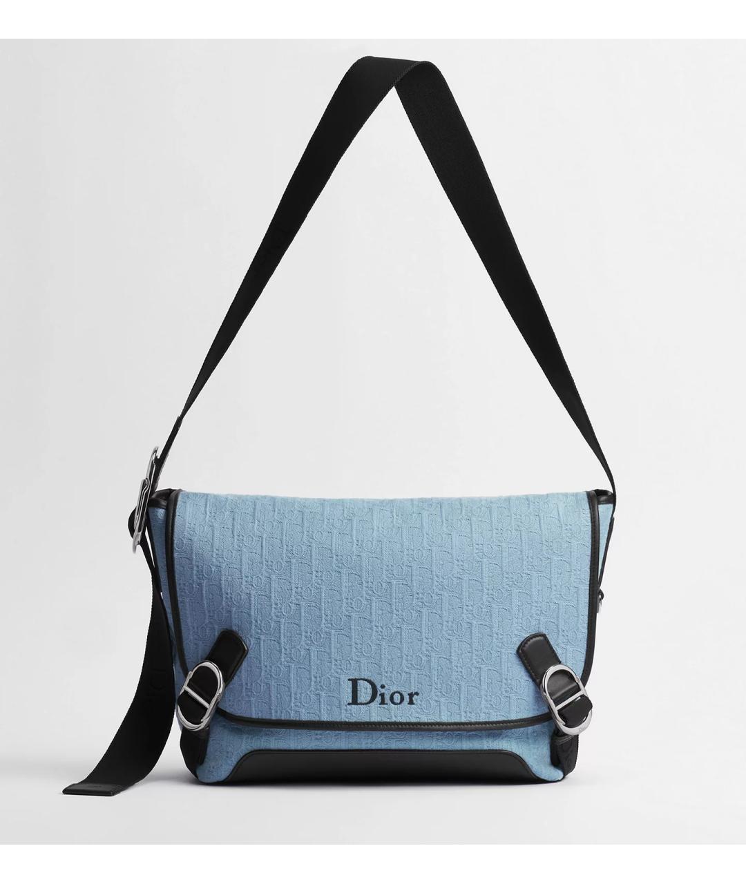 CHRISTIAN DIOR Синяя тканевая сумка на плечо, фото 6