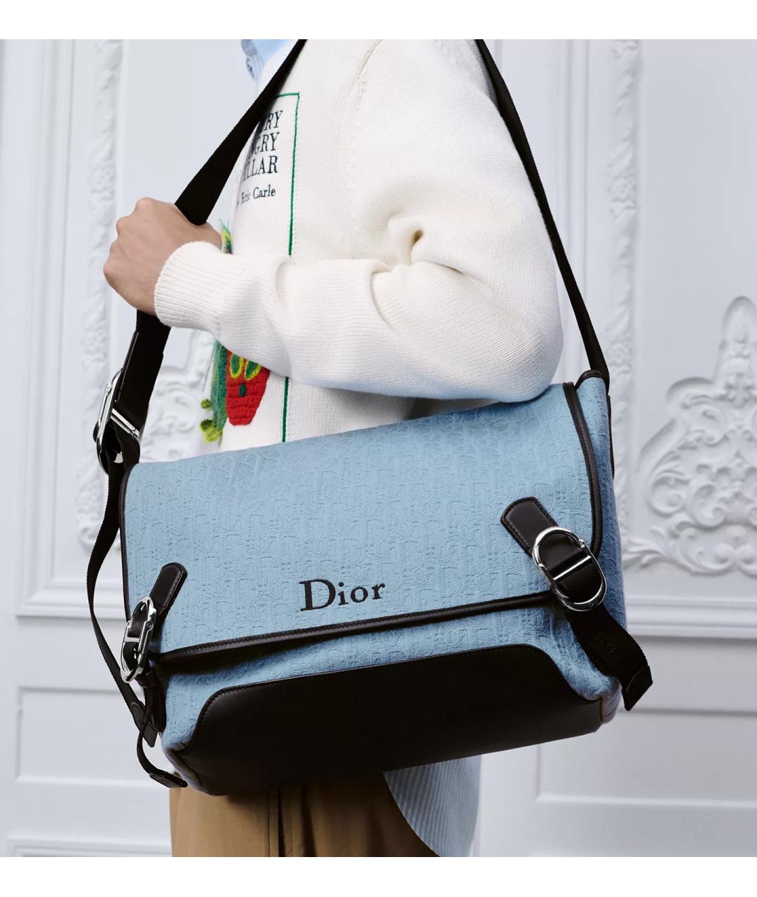 CHRISTIAN DIOR Синяя тканевая сумка на плечо, фото 2