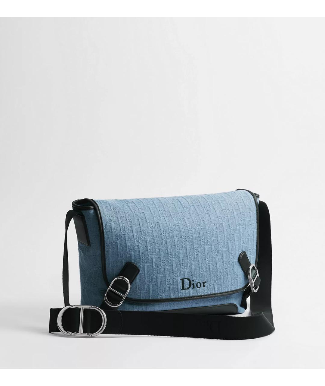 CHRISTIAN DIOR Синяя тканевая сумка на плечо, фото 5