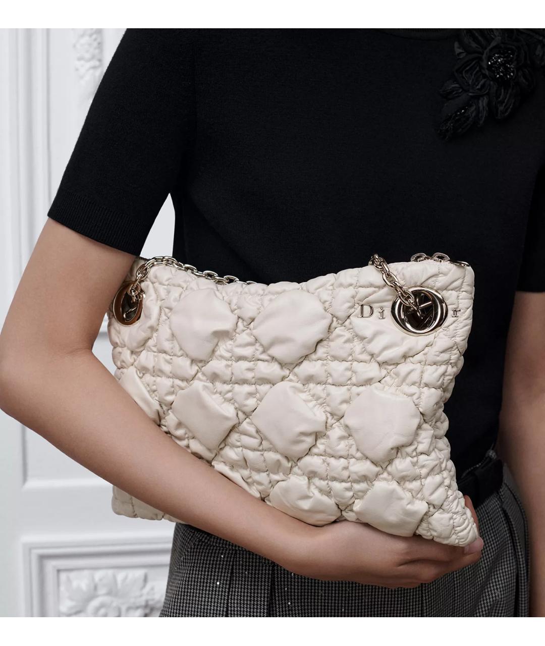 CHRISTIAN DIOR Белая кожаная сумка через плечо, фото 3