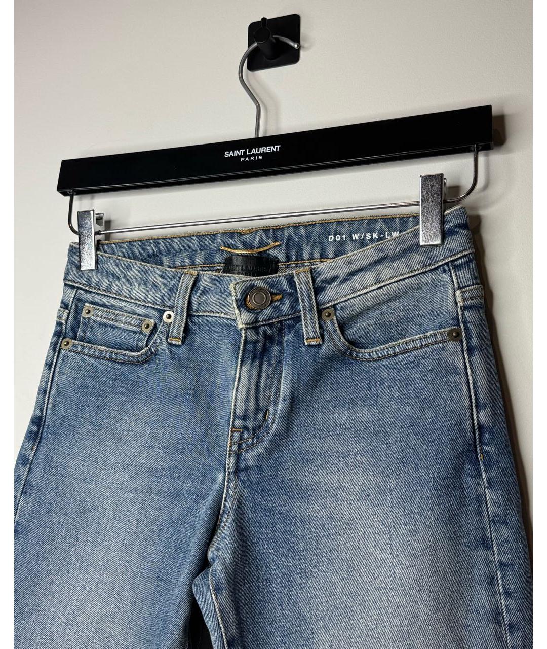 SAINT LAURENT Голубые хлопковые джинсы слим, фото 3