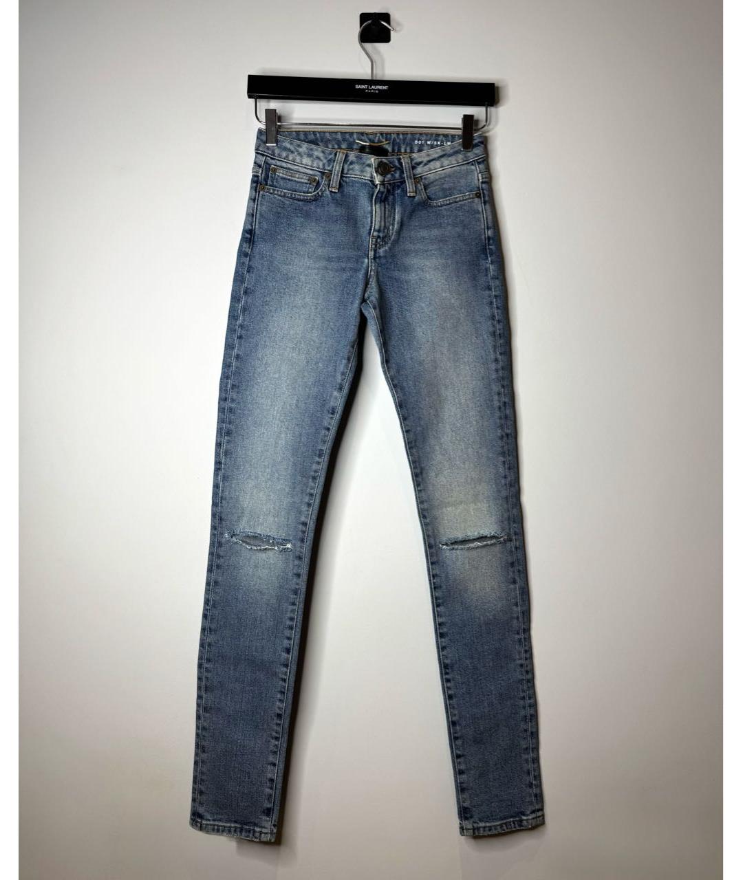 SAINT LAURENT Голубые хлопковые джинсы слим, фото 6