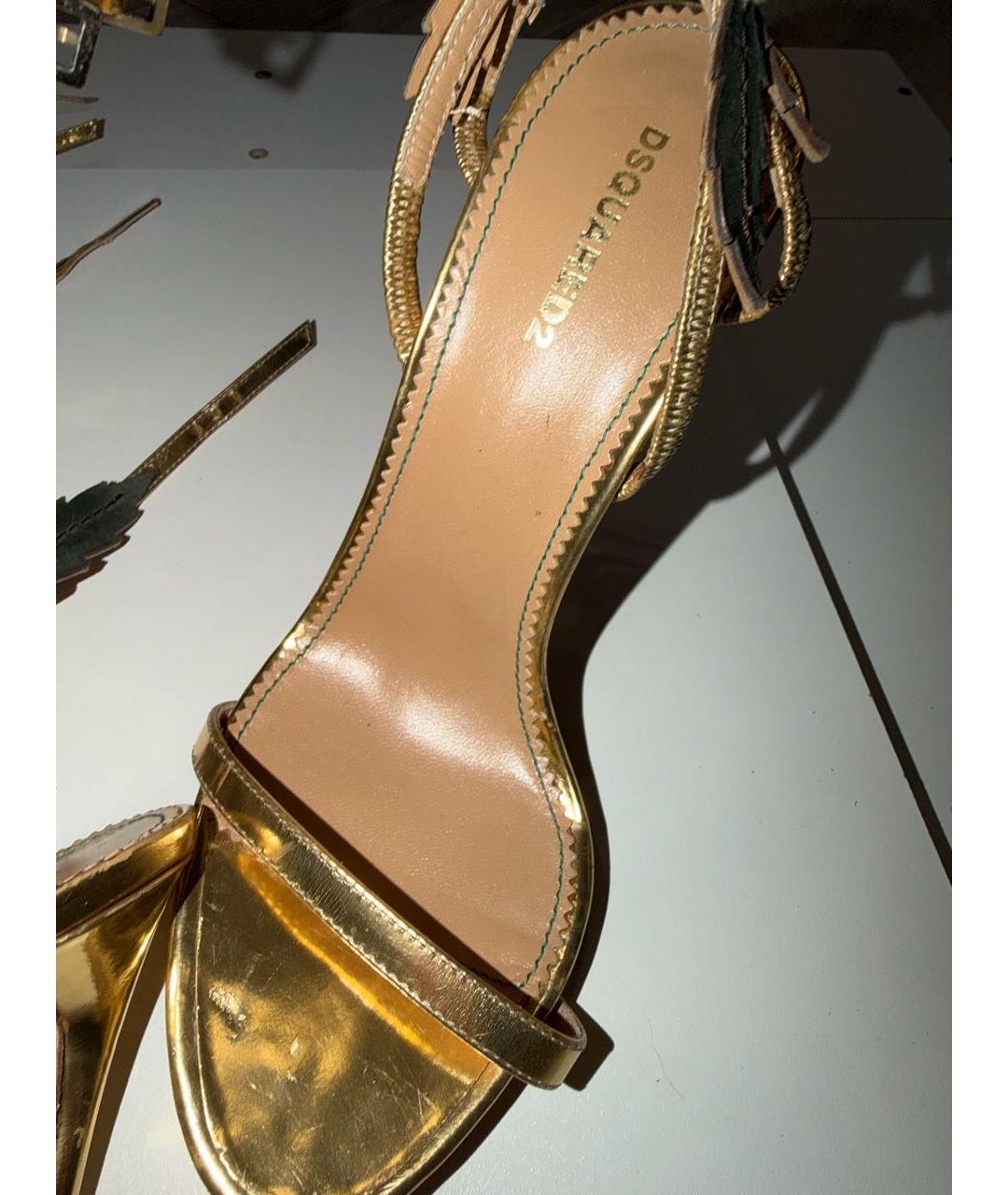 DSQUARED2 Золотые кожаные босоножки, фото 7