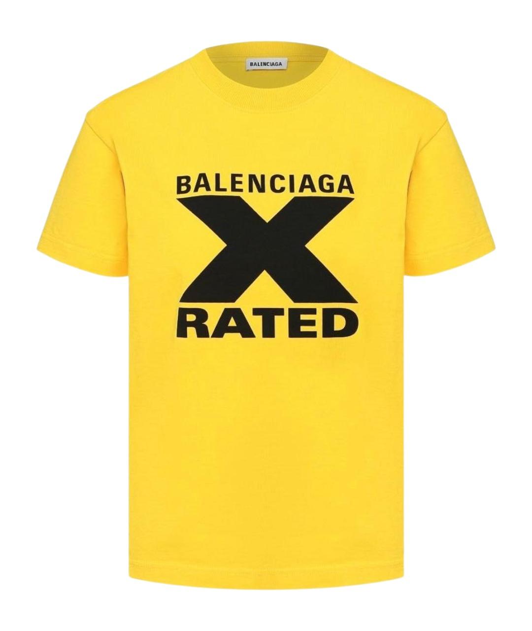 BALENCIAGA Желтая хлопковая футболка, фото 1