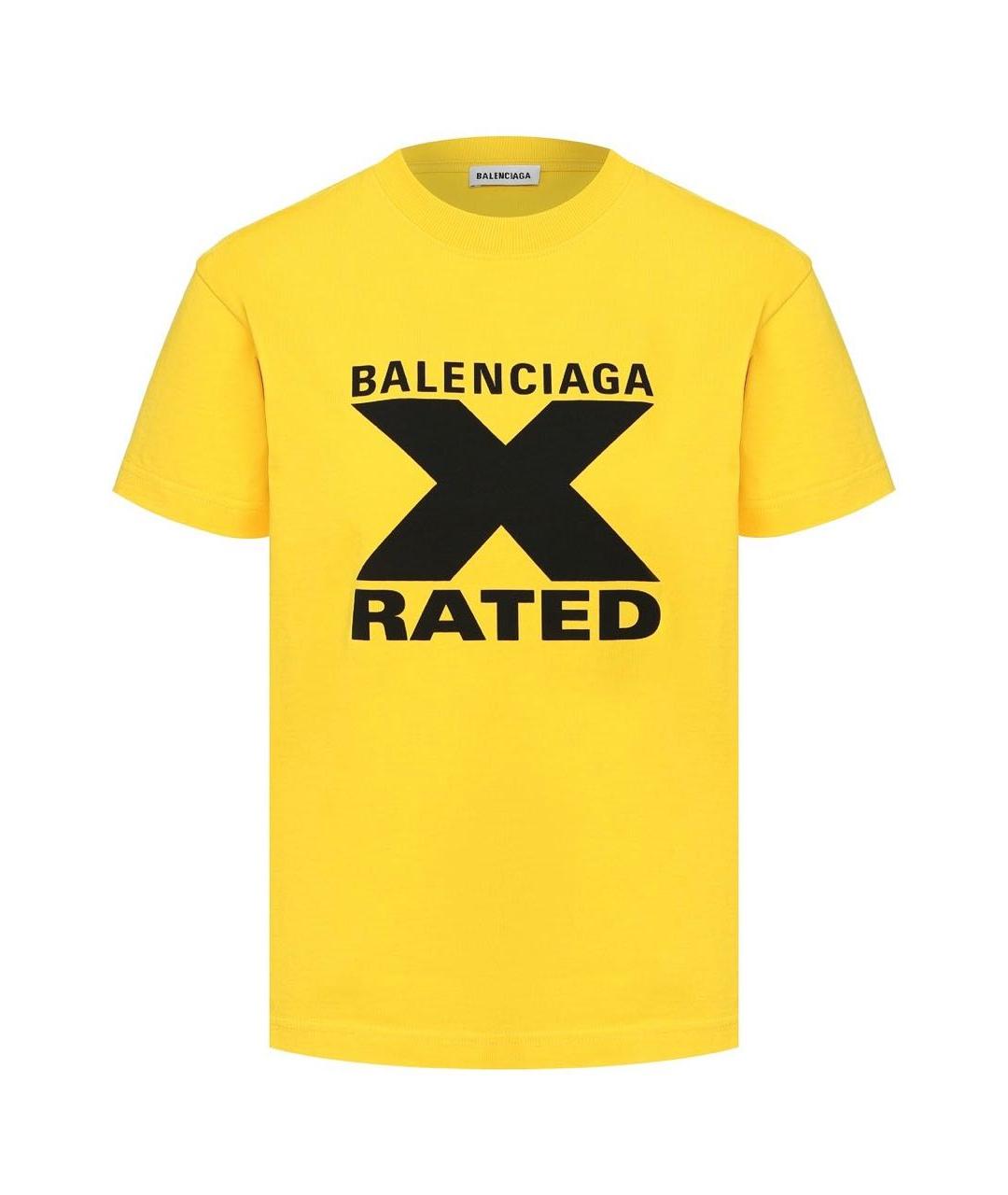 BALENCIAGA Желтая хлопковая футболка, фото 8
