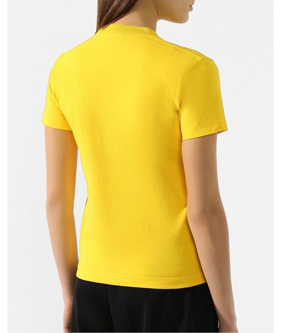 BALENCIAGA Желтая хлопковая футболка, фото 5