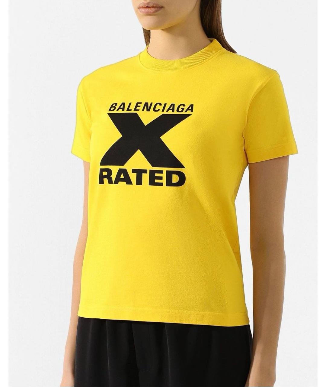 BALENCIAGA Желтая хлопковая футболка, фото 4