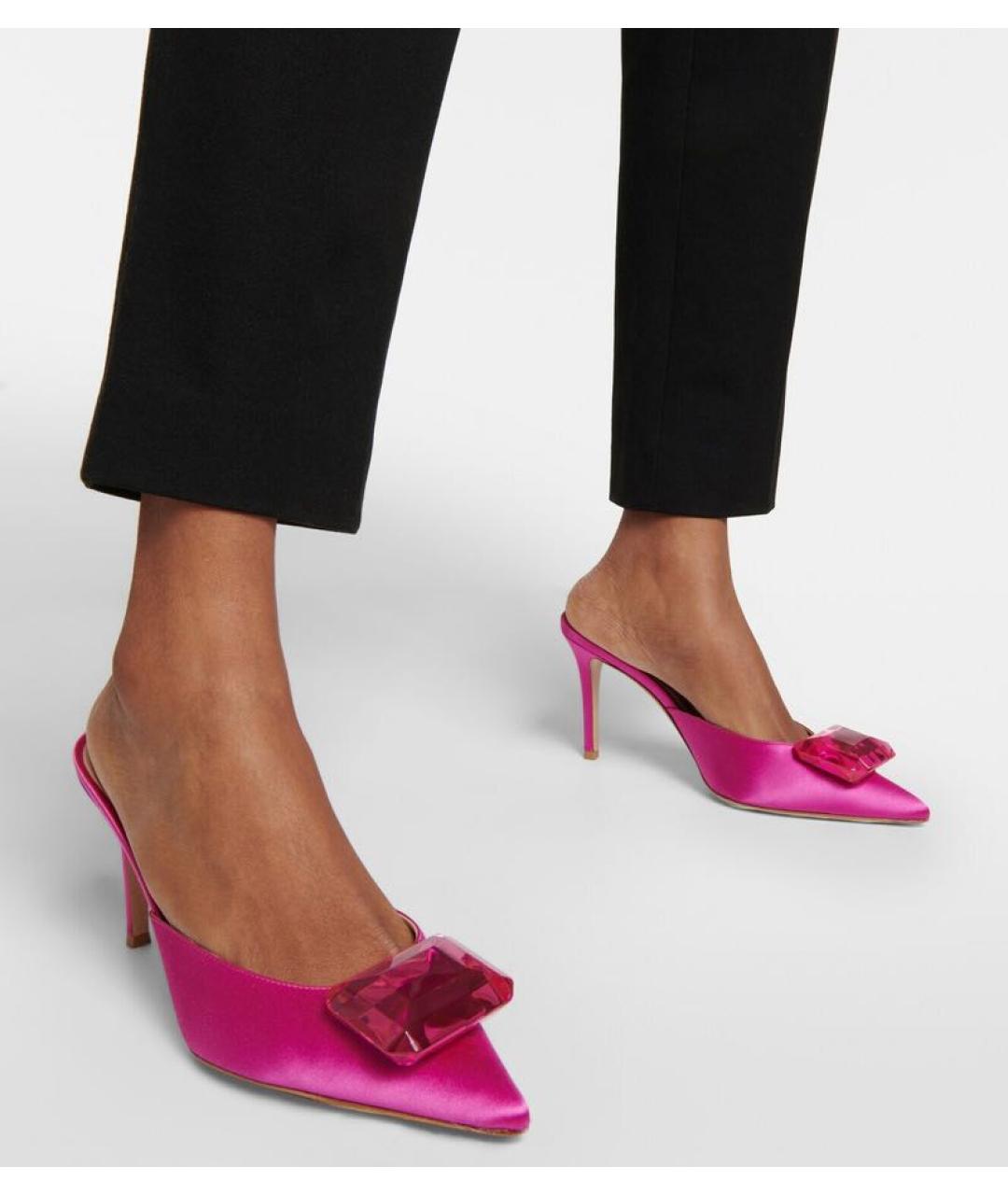 GIANVITO ROSSI Фуксия текстильные мюли, фото 6