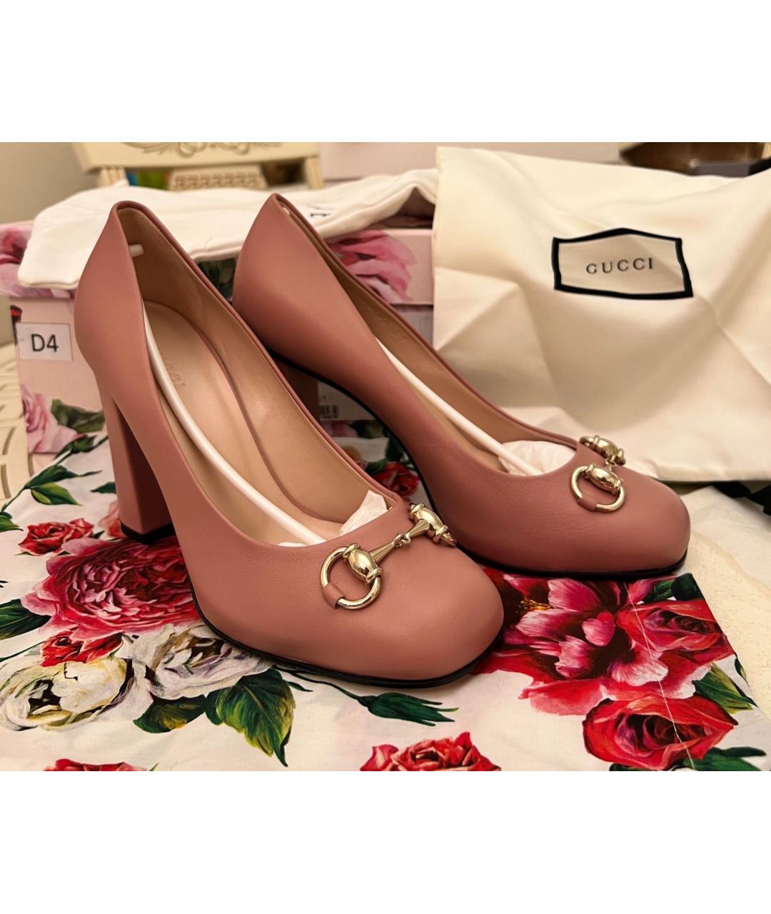 GUCCI Розовые кожаные туфли, фото 2