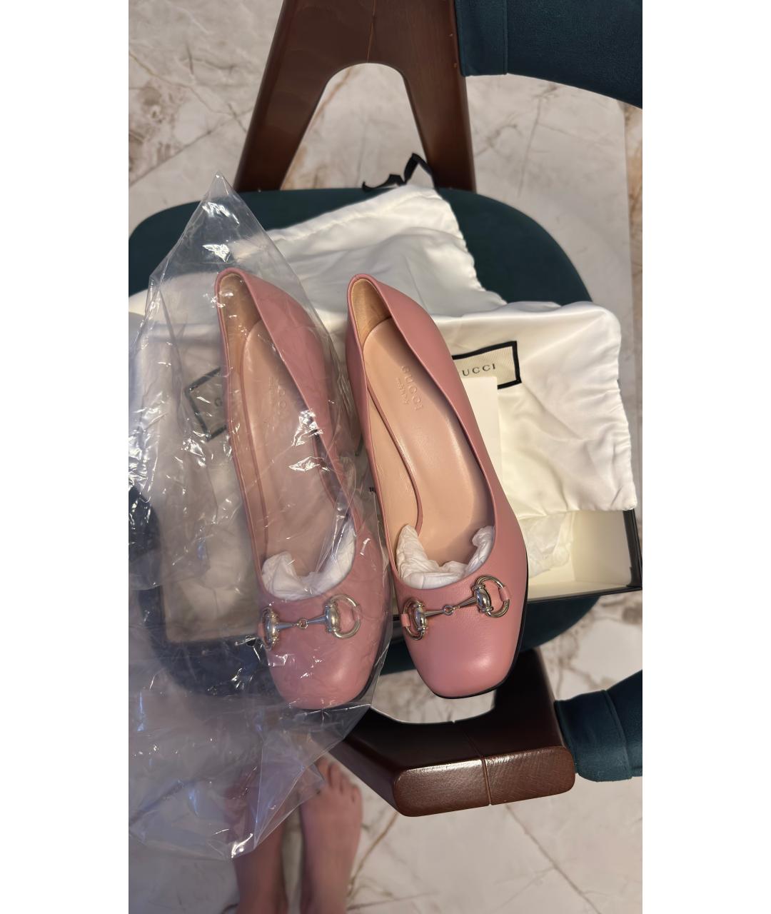 GUCCI Розовые кожаные туфли, фото 3