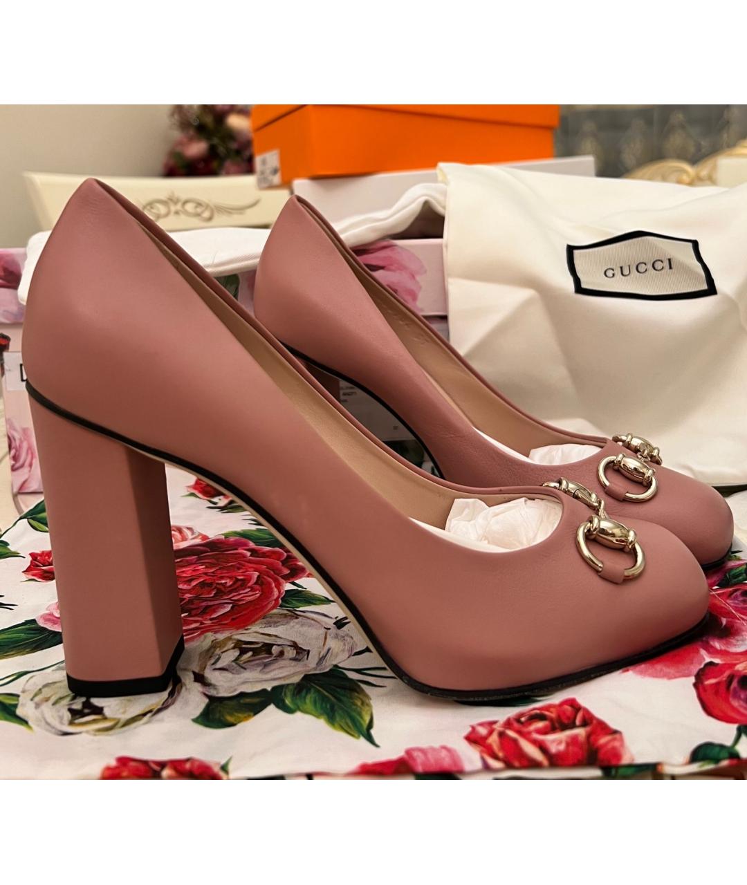 GUCCI Розовые кожаные туфли, фото 6