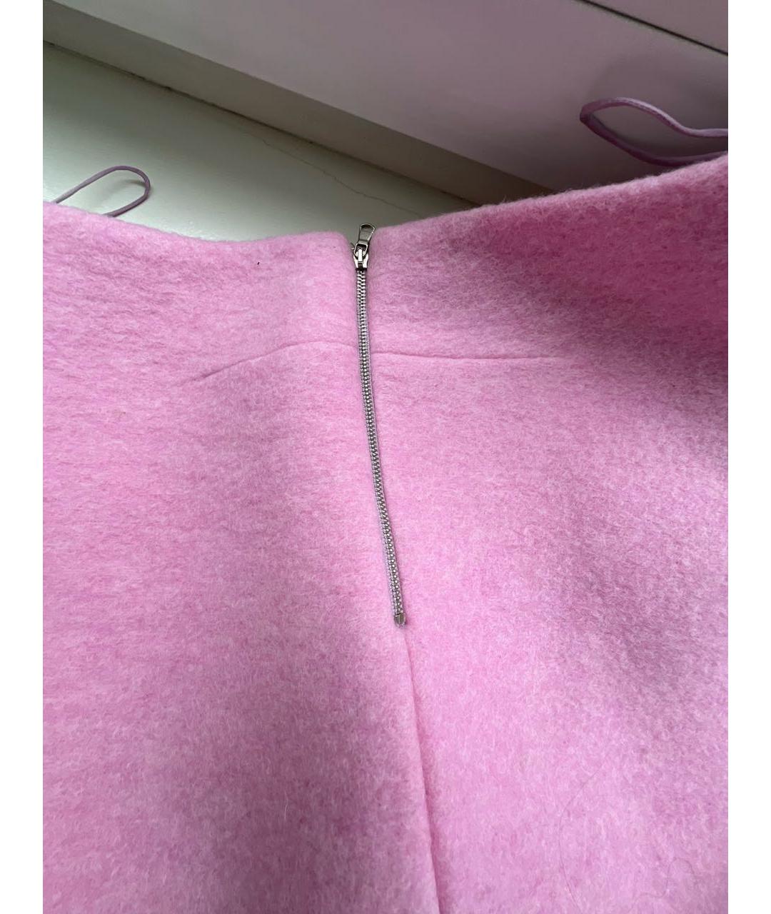 Carven Розовая шерстяная юбка мини, фото 7