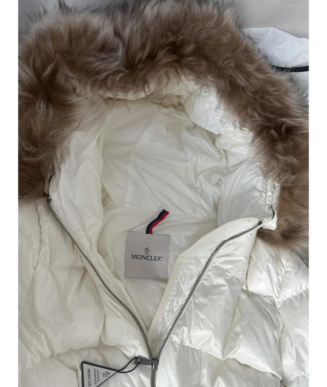 MONCLER Белый полиамидовый пуховик, фото 4