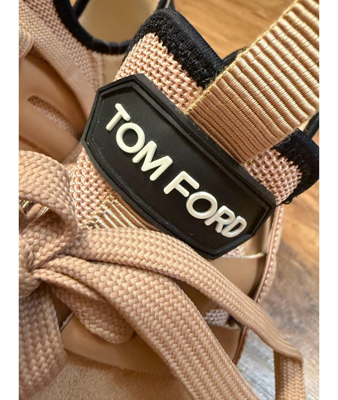 TOM FORD Бежевые текстильные кроссовки, фото 8