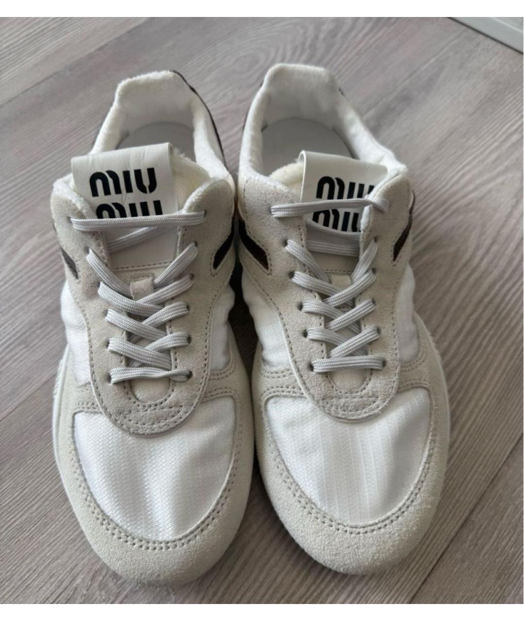 MIU MIU Белые текстильные кеды, фото 2