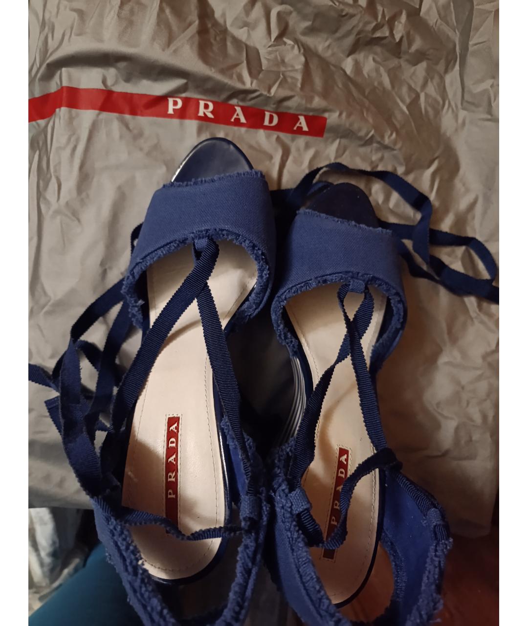 PRADA Синие текстильные босоножки, фото 3
