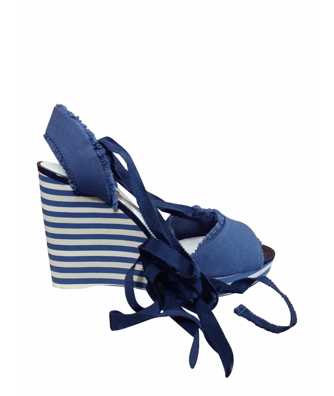 PRADA Синие текстильные босоножки, фото 1
