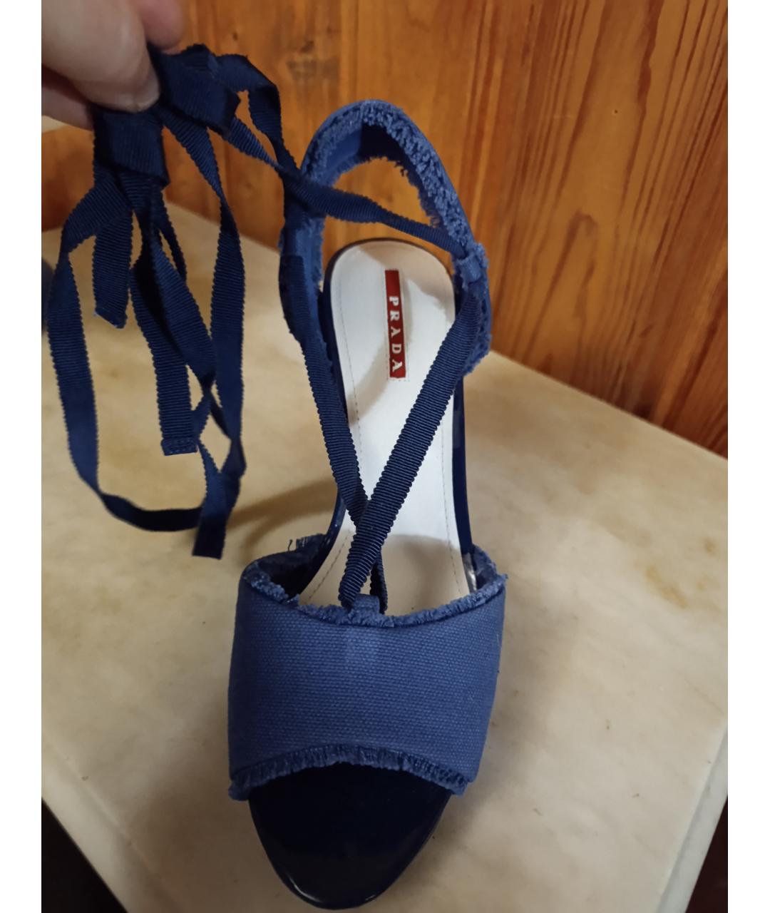 PRADA Синие текстильные босоножки, фото 2