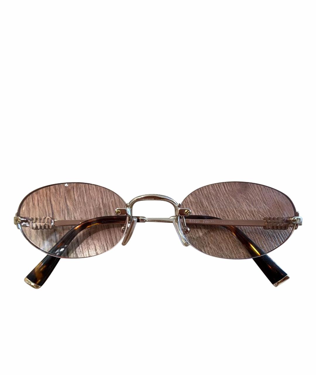 MIU MIU Золотые металлические солнцезащитные очки, фото 1
