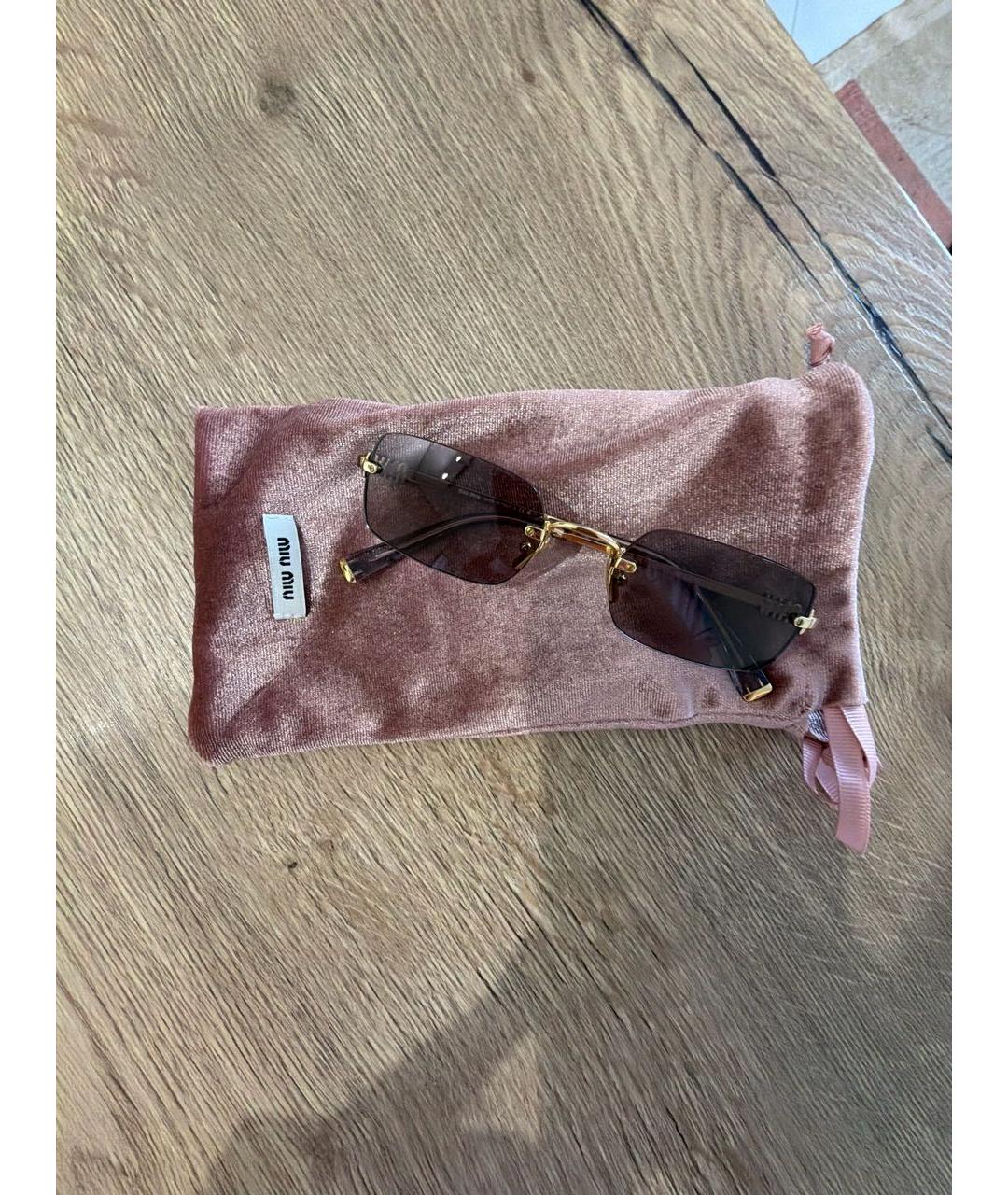 MIU MIU Золотые металлические солнцезащитные очки, фото 4